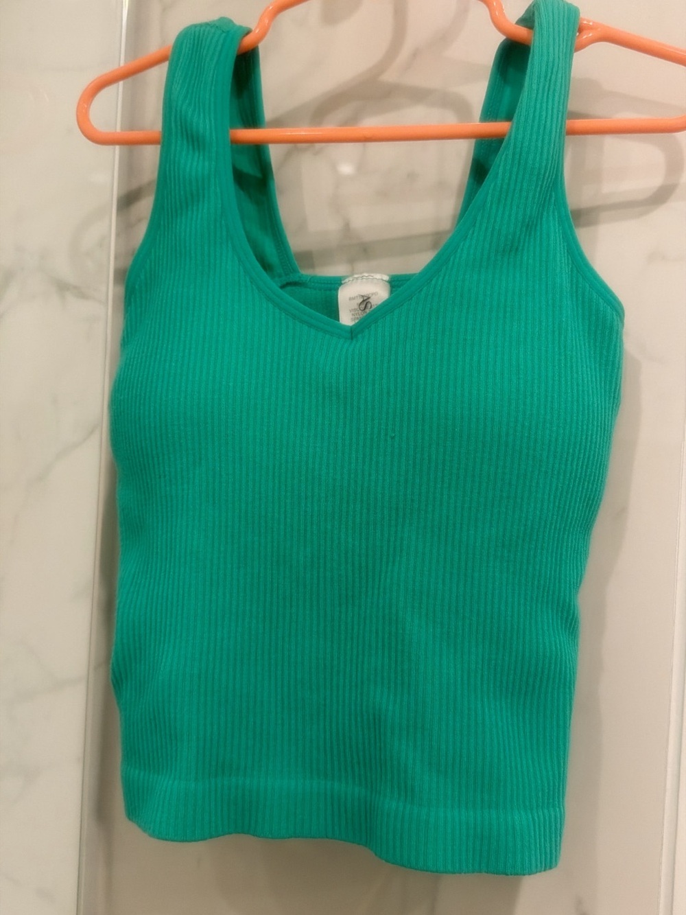 Ribbed Emerald V-Neck Tank Top - Classic Stretch Fit